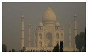 Mist covered Taj Mahal
